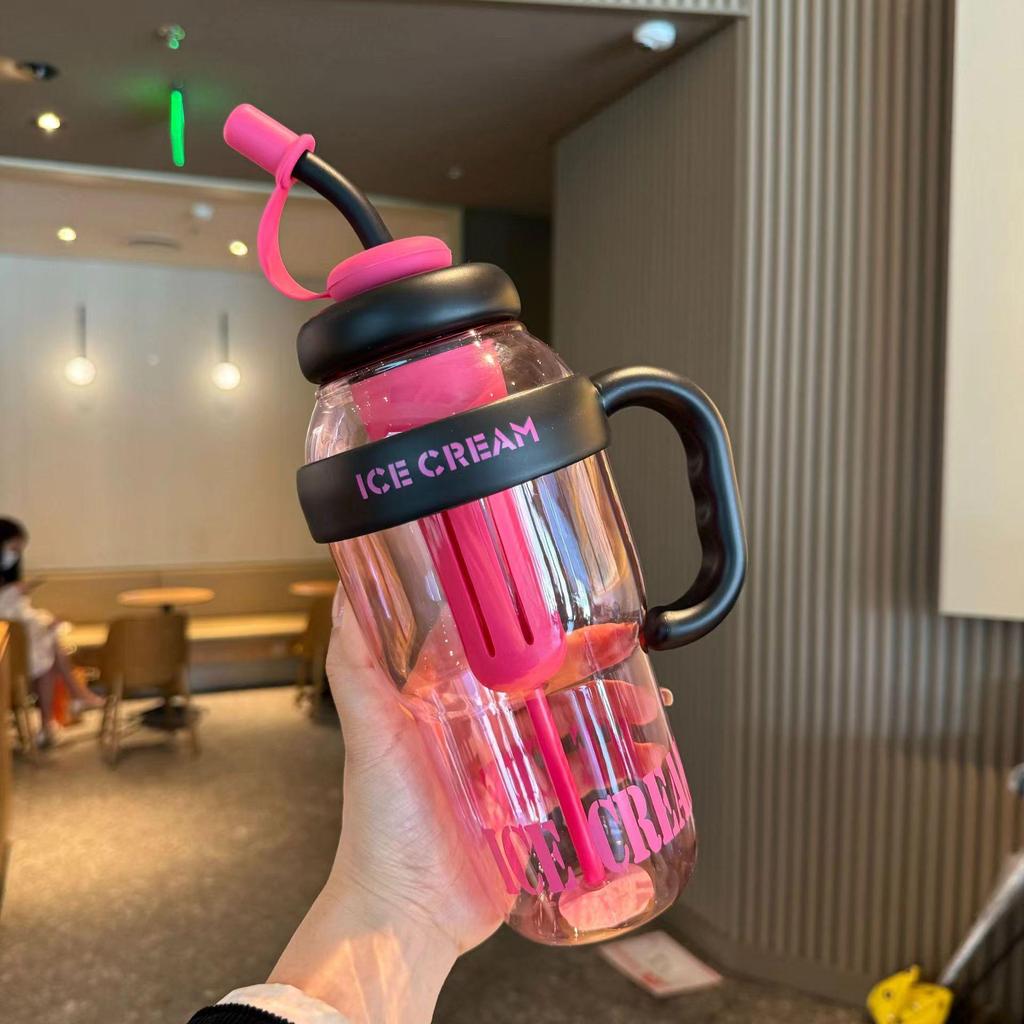 2026 Summer Ice Buster Plastic Straw Cup - Large Capacity, Stylish Design