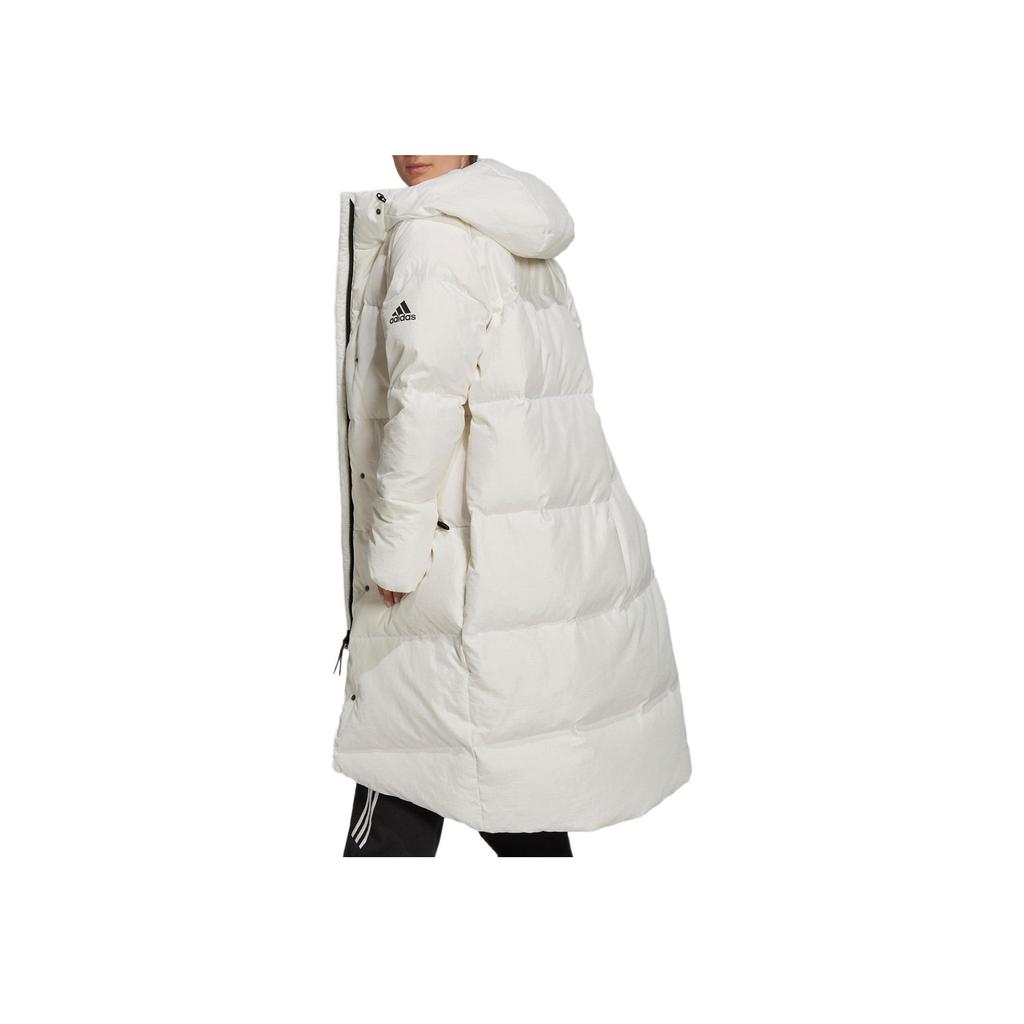 Adidas Womens Big Baffle Down Coat With Zipper And Hood Women Coat White GQ2509