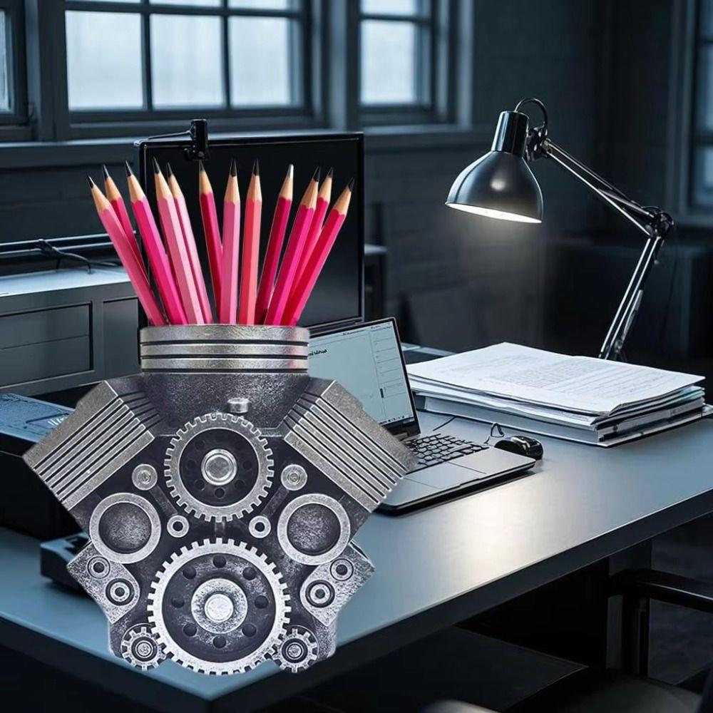 Подставка для ручек в виде блока цилиндров двигателя V6/V8, органайзер для карандашей, настольный декор, аксессуары