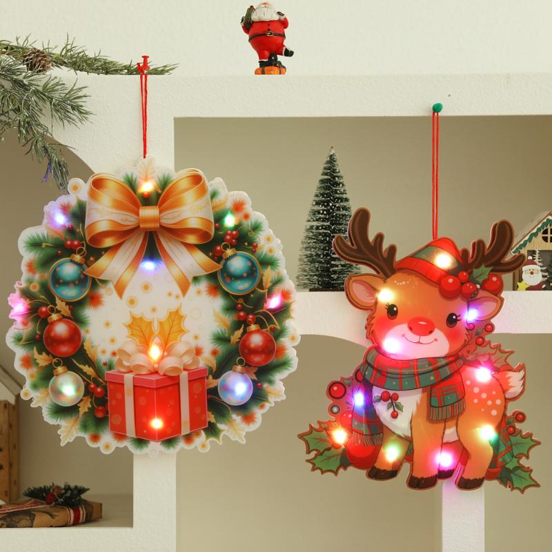 2025 Рождественские светящиеся подвесные украшения на дверь: Самодельные домашние украшения для праздничной сцены