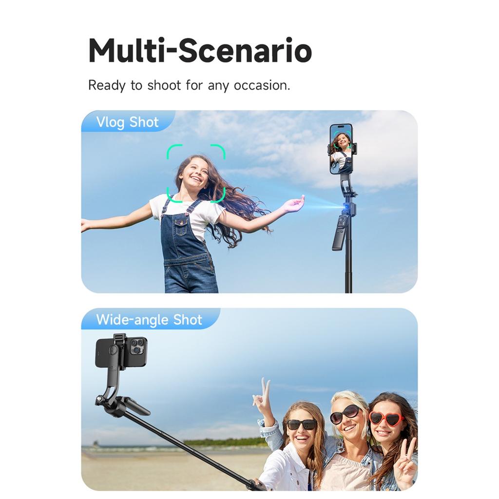 5 In 1 Selfie Tripod Universal Joint Stabilizer For 360° Automatic Rotation AI Tracking Shooting