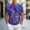Men's Polyester 3D Colorful Printed Crew Neck T-Shirt, Street Style Vivid Abstract Graphic Tee