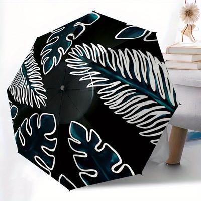 1pc Tropical Leaves Automatic Open/Close Umbrella,Portable Compact Umbrella for Men & Women, Holiday Gift Yy250730004
