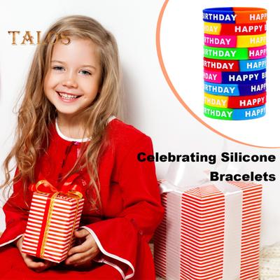 12 шт. унисекс силиконовые браслеты с принтом букв эластичные цветные легкие браслеты с днем ​​рождения взрослые дети подарок на день рождения