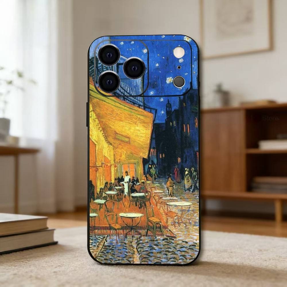R-Ретро V-Ван G-Гог O-Масляная P-Живопись Чехол для телефона Для iPhone 17,16,15,14,13,12,11 Plus,Pro Max,XS,Мягкий силиконовый Черный чехол