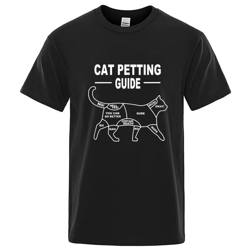 Cat Petting Guide Graphic Tshirt Unisex Unisex Funny Cat Lover Humor Print Casual Short Sleeve Crew Neck Streetwear Tee
