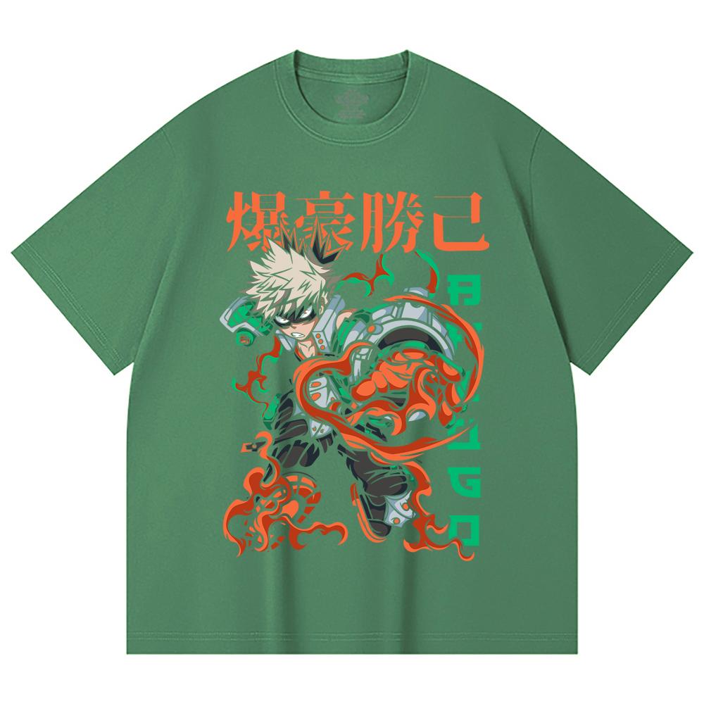 230 Gsm 100% Cotton My Hero Academia V14 Bakugo Print Unisex Heavy Cotton T Shirt