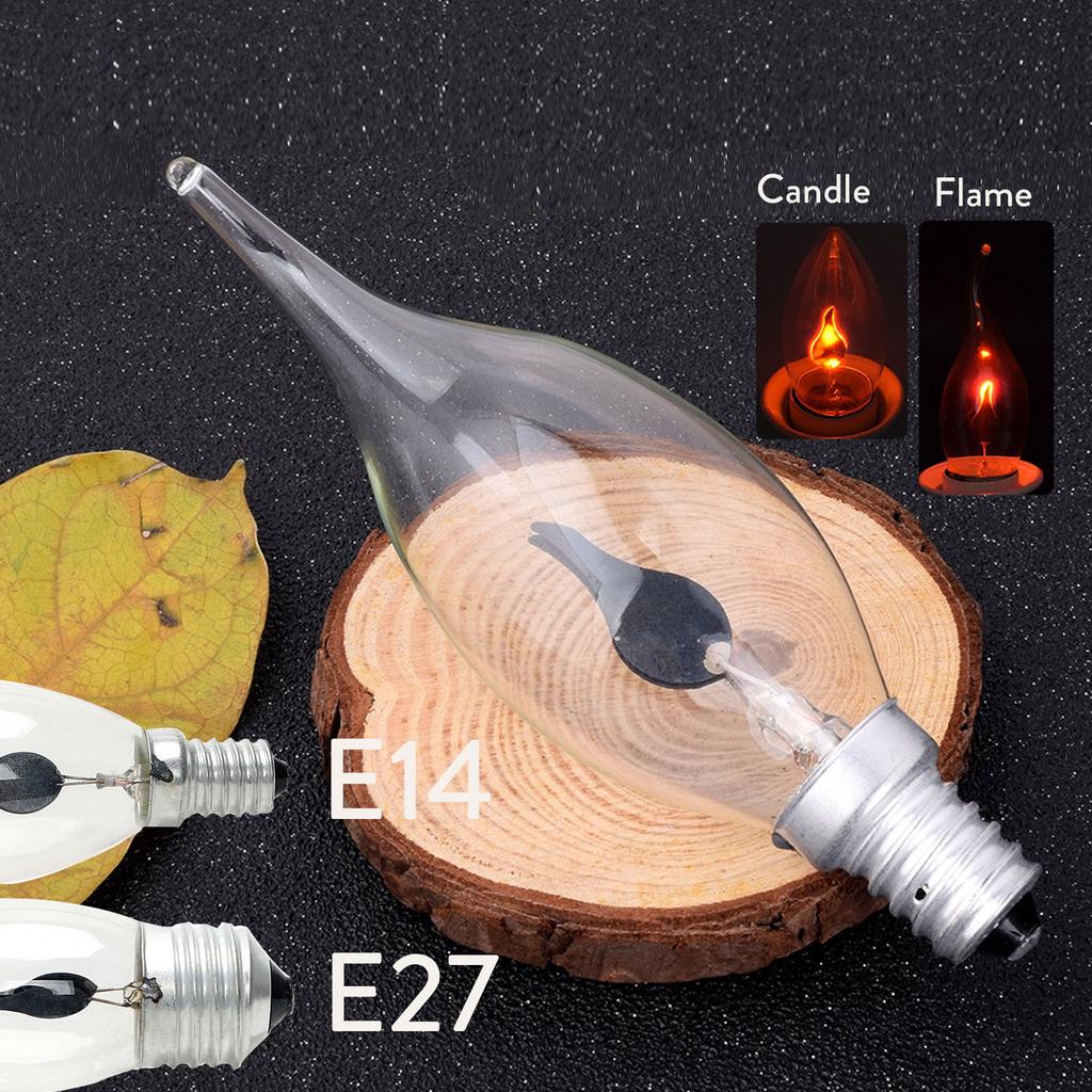 E14 E27 3W Filament Candle Flicker Light Bulb Fire Flame Retro Christmas Decor