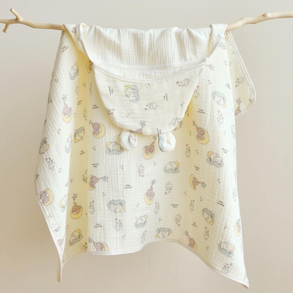 Soft Texture Infant Hooded Towel Wrap Blanket Bear Printed Baby Swaddle Cloth  Baby Wrapping