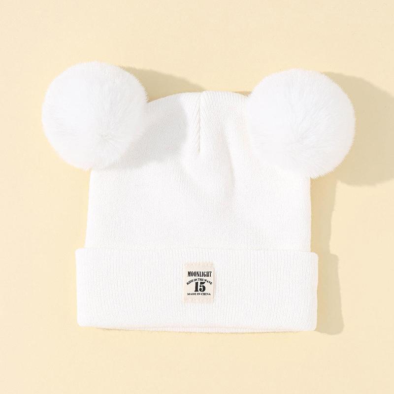 Милая зимняя шапка, однотонная шерстяная вязаная шапка Bebe, шапка для новорожденных с помпоном для детей, теплая шапка для мальчиков и девочек