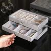 Large Capacity Flannel Jewelry Storage Box Dustproof 3 Layers Jewelry Box  Necklaces/Earrings