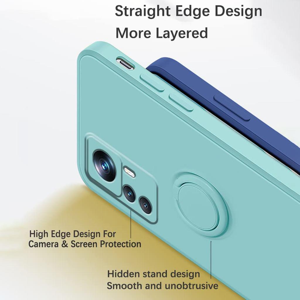 For Xiaomi 12T 5G/Redmi K50 Ultra 5G Ring Kickstand Liquid Silicone Phone Case Cell Phone Cover with Lanyard
