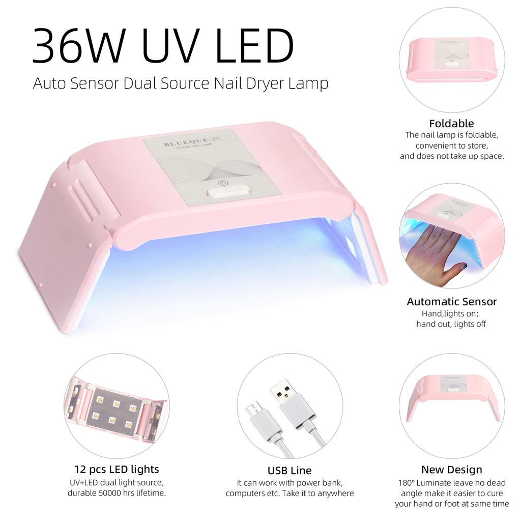 Набор УФ-гелей для ногтей PHOENIXY с УФ-светодиодной лампой, маникюрные инструменты, художественный набор, набор полуперманентных гель-лаков, замачиваемый УФ-лак, полный набор акриловых ногтей