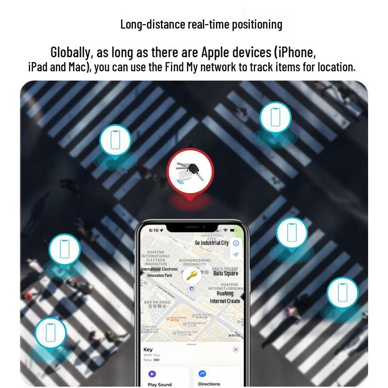 Квадратный пульт-трекер: Совместим с Apple Find My, Bluetooth-трекером для ключей и кошелька.