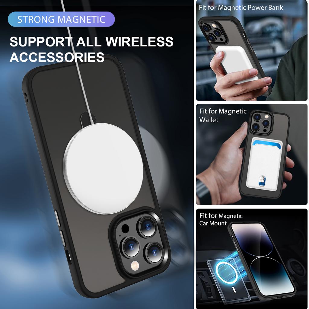 For iPhone 13 Pro 6.1 inch Magnetic Phone Case Compatible with MagSafe PC+TPU Ring Kickstand Cover