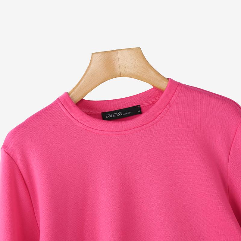 ZANZEA Women Casual Round Neck Long Sleeve Autumn Pullover Tops