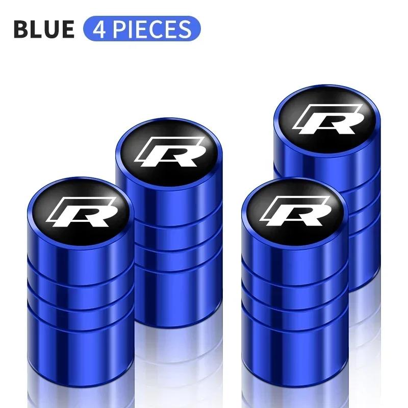 4Pcs Aluminum Round Car Wheel Tire Valve Caps for Volkswagen GTI Rline Polo Golf MK8 Touareg Passat Magotan Tiguan Jetta