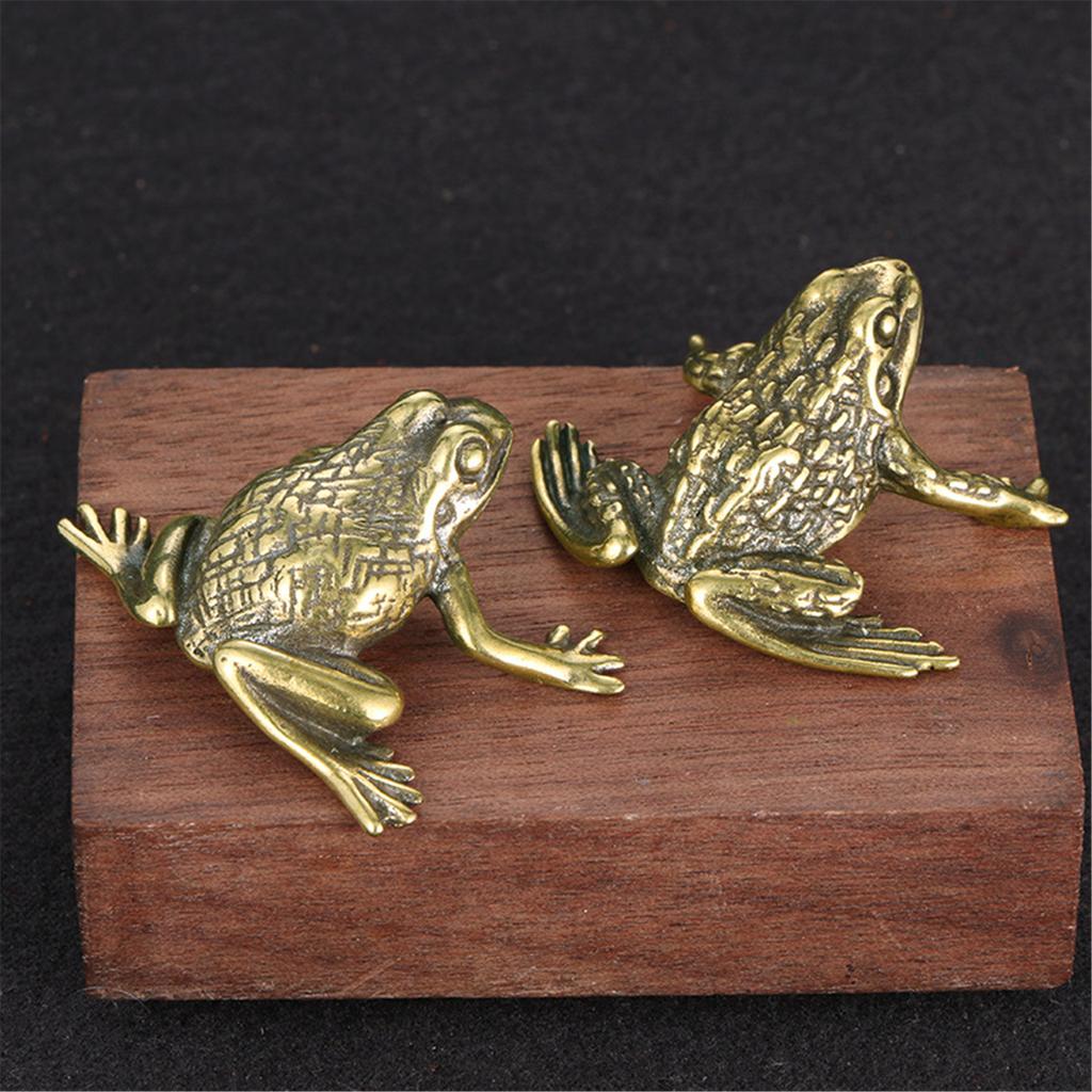 Brass Frog Shelf Decors Accent Animal Figurines Tabletop Centerpieces Home Decorations Retro Frog Decorative Objects