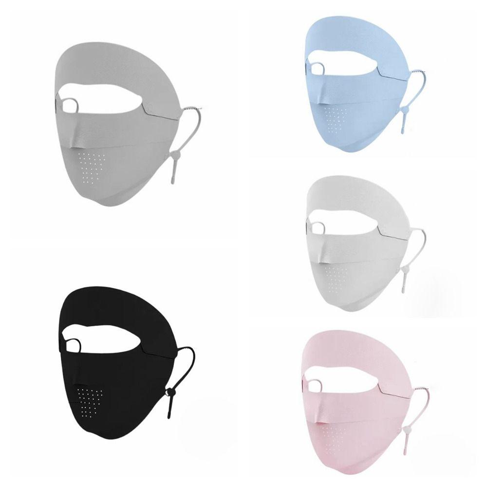 Neck Protection Sunscreen Mask Solid Color Ice Silk Mask Detachable Womne Face Shield  Summer