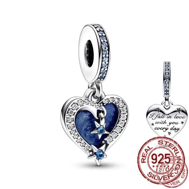 Набор из двух предметов узорчатых подвесок, стерлинговое серебро 925 пробы, подходит для оригинального браслета, рождественская подвеска в виде лисы, бусина, ювелирное изделие своими руками, подарок