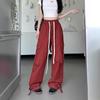 Trendy European & American Oversized Wine Red Cargo Pants - High-End Loose Wide-Leg Design