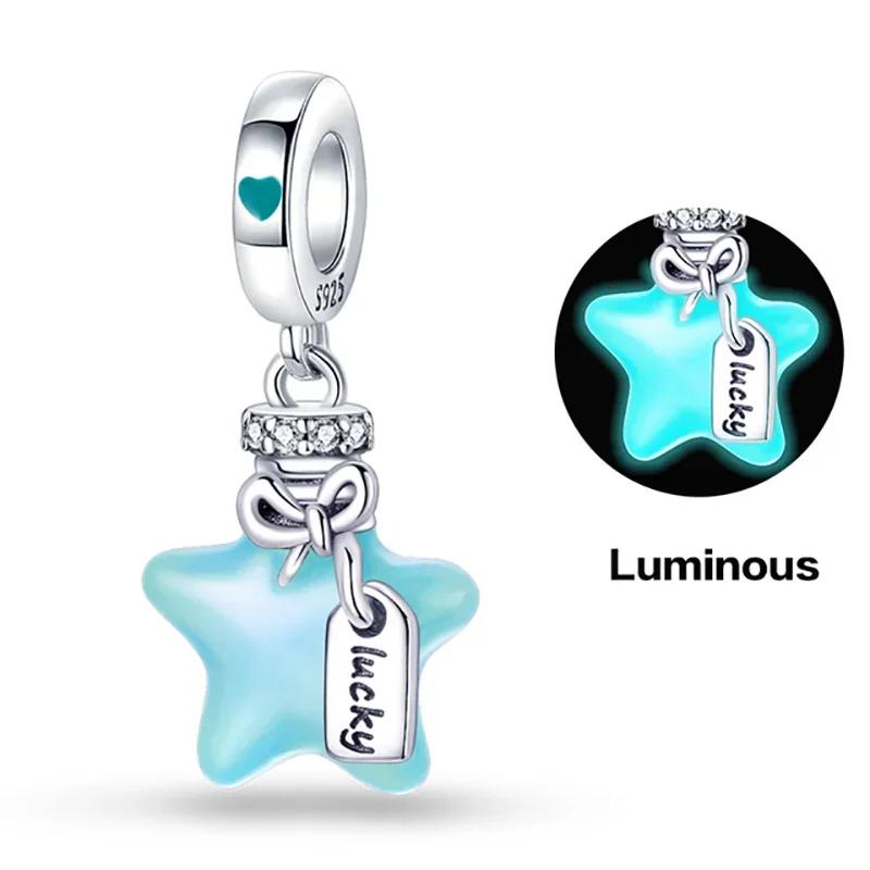 Copper Charm Chameleon Glowworm Light Bulb Firefly Star Moon Pendant Fit Original Bracelet Diy For Jewelry Making