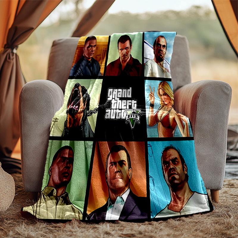 Gta Flannel Blanket Soft Warm All-Season Throw, Design for Camping, Car Travel, Hiking Sofa, Bed, Office Perfect Gift for Parties