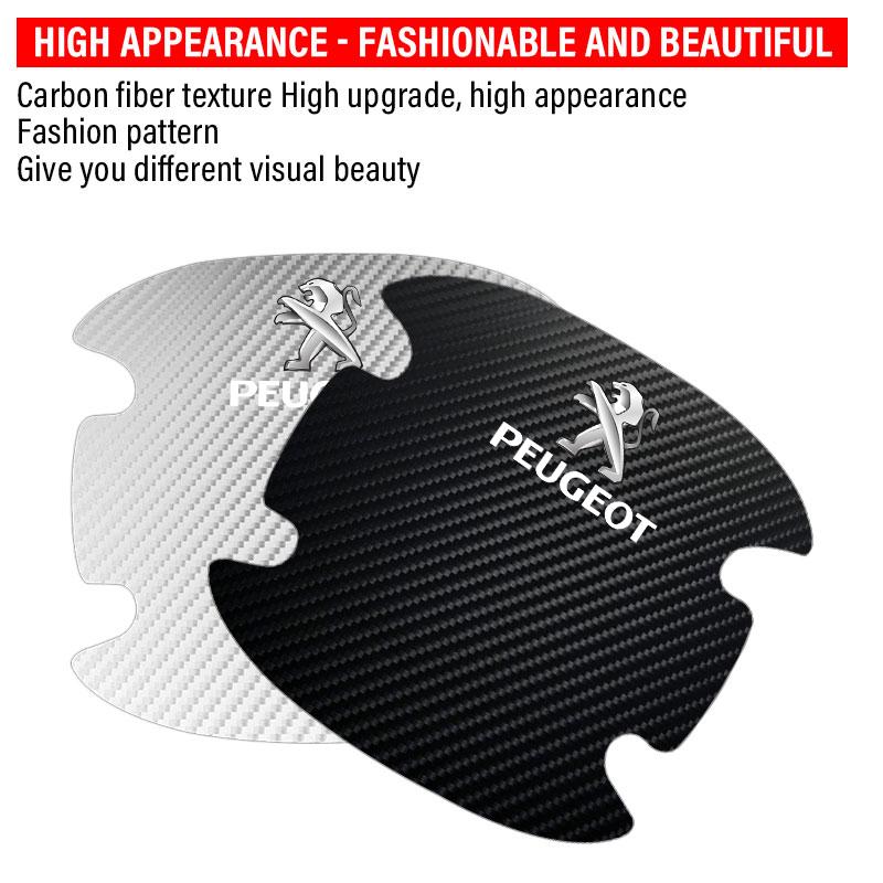 4 шт. Защитная наклейка на ручку двери автомобиля Эмблема Украшение автомобиля Стайлинг Для Peugeot 308 408 508 RCZ 208 3008 2008 206 207 108 406 407 408 206 207 208