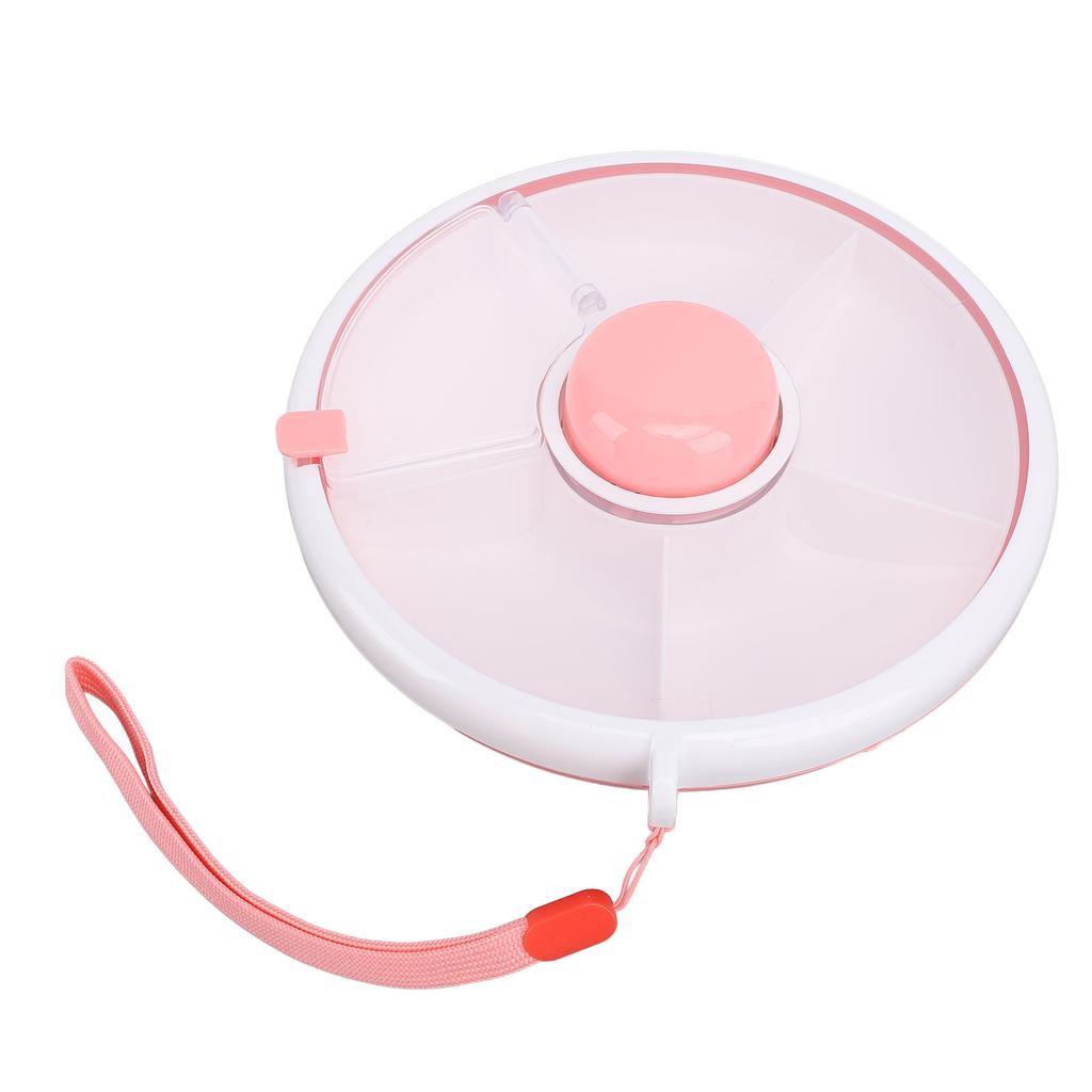 Snack Rotating Container with Lid 5 Compartment Dispenser Leakproof Spill Proof Sealing Kids Fruit