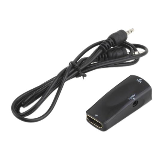 Прочный переходник-конвертер HDMI-совместимый с гнездом VGA 1080P с аудиокабелем для ПК-телевизора