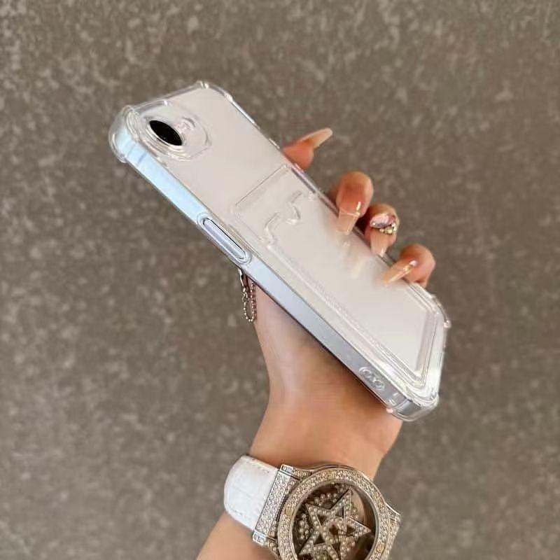 Прозрачный кошелек-чехол для телефона для iPhone 16e 17e 16 17 E Прозрачный держатель-слот для карт Чехол