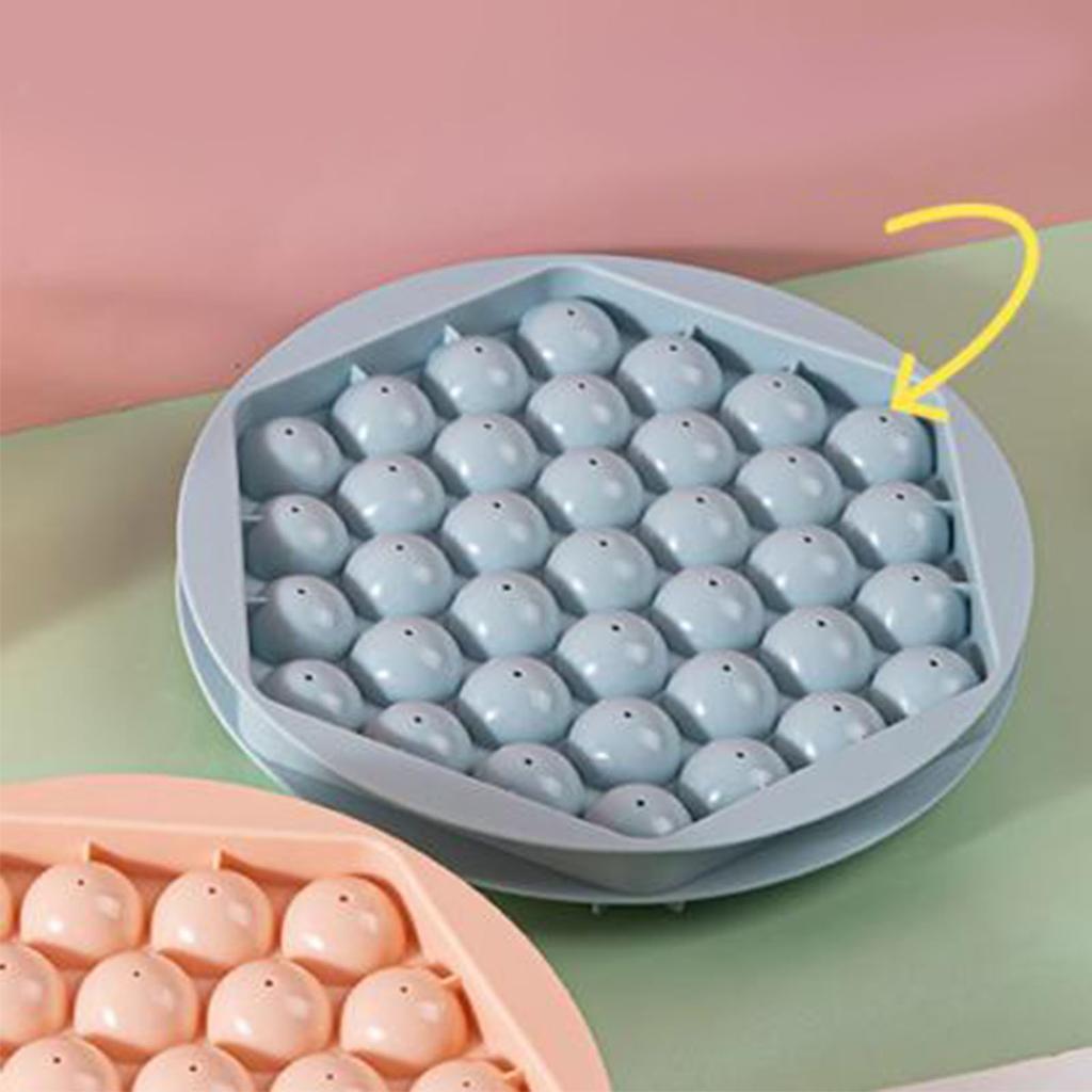 Round Ice Cube Tray 37 Grids Versatile Space Saving Small Ice Ball Maker Mold with Lid for Drink