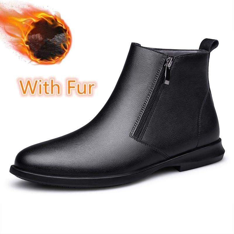 Men Soft Genuine Leather Ankle Boots 2003 New Black Chelsea Boots British Style Men's Business Footwear Side Zipper Casual Botas