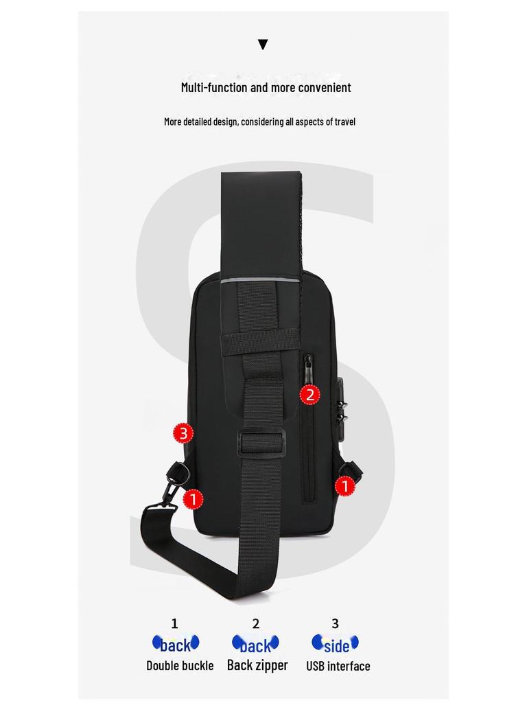 Men’s Anti-Theft Cross-Border Business Messenger Backpack - Large Capacity Shoulder & Chest Bag for Motorcycling.