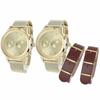 TRIWA Pair Watches with Storage Box and Two Interchangeable Straps, Unisex, Men's and Women's, Chronograph, Gold Mesh, Brown Leather, NEST104-2-ME0213