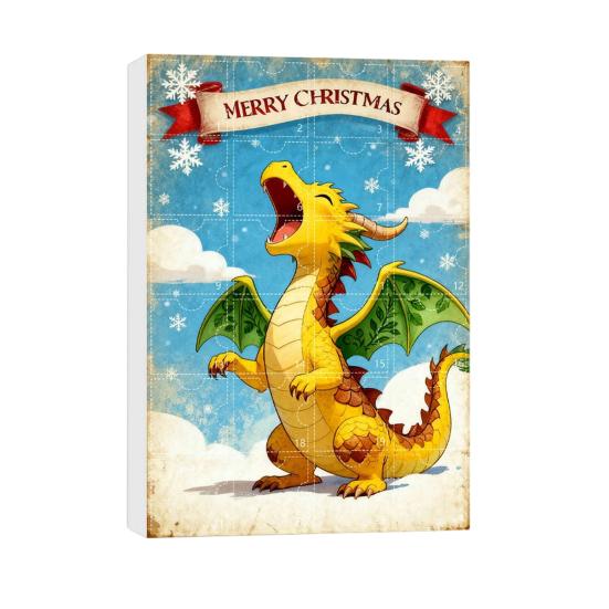 Christmas Countdown Calendar Advent Box 24-Day Mini Cute Flying Dragon Ornament Multifunctional Holiday Decoration for Kids Family Home Car