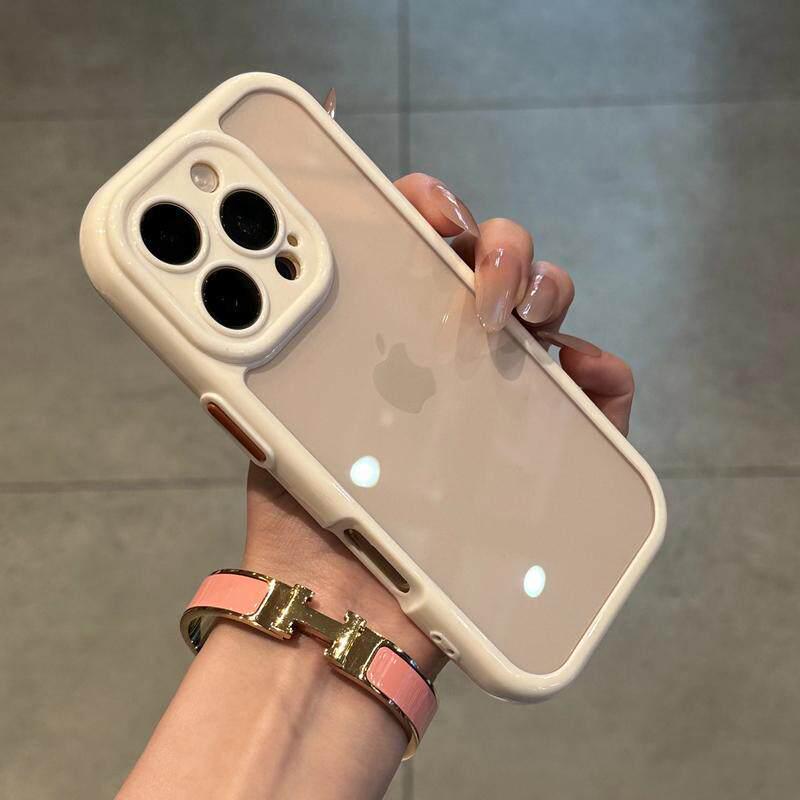 Однотонный чехол для телефона с кремовой текстурой для Apple iPhone 13-16 Pro/Pro Max, Ударопрочный