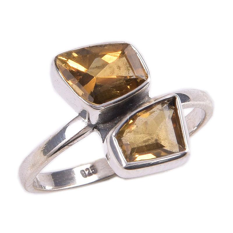 Подарочное кольцо из чистого серебра 925 пробы с натуральным цитрином, ручной работы, S.7 O8D90