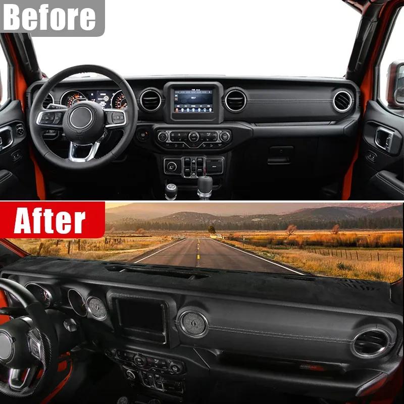 Car Cover Avoid Light Pad Anti-UV Carpets Case Non-Slip Mats Dashboard For Jeep Wrangler JL 2018 2024