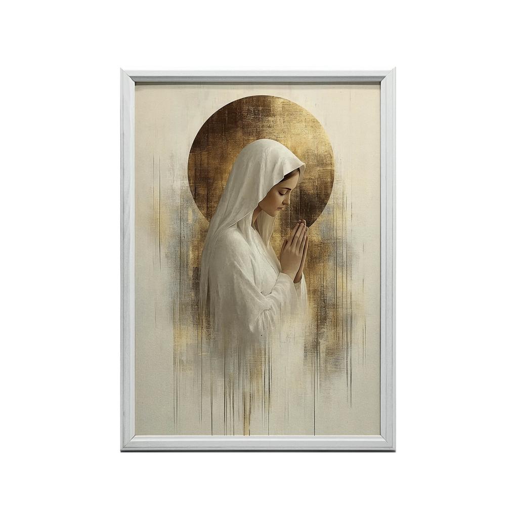 Modlitwa W Ciszy - Maryja Modlitwa W Ciszy - Maryja, 40X50 Cm, Rama Aluminiowa Złota, Papier Matowy 230 Gsm