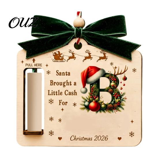 Handmade Wooden Souvenirs for Parties Personalized Letter Christmas Money Holder Cash, Alphabet Hanging Cash Gift Ornaments Classroom Activities