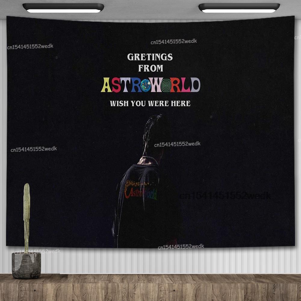 Плакат альбома Travis Scott Astroworld Психоделический хиппи Звездное небо Гобелен Эстетический гобелен Настенный декор для комнаты подростка