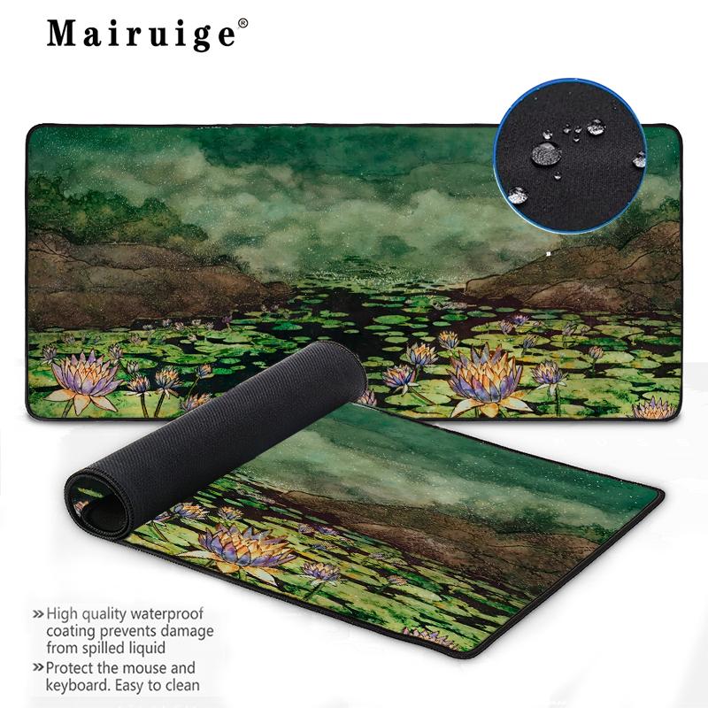 Mouse Pad Lotus Pond with Water Lilies Gaming Mouse Mat Desk Mat Laptop Accessories Carpet Playmat Desk Pad Gadgets Mousepad Xxl