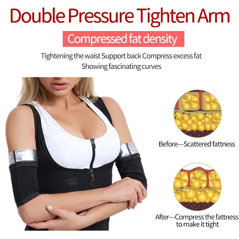 1Pair Women's Arm Slimming Shaper Compression Wrap Sport Sauna Sweat Bands Workout Fitness Arm Trimmer Strap for Weight Loss1Pai
