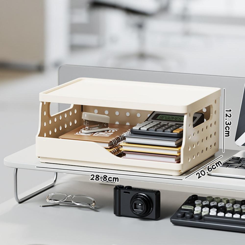 Plastic Storage Box Perforated Board Desktop Bookshelf Toy Container Foldable Storage Baskets  Home