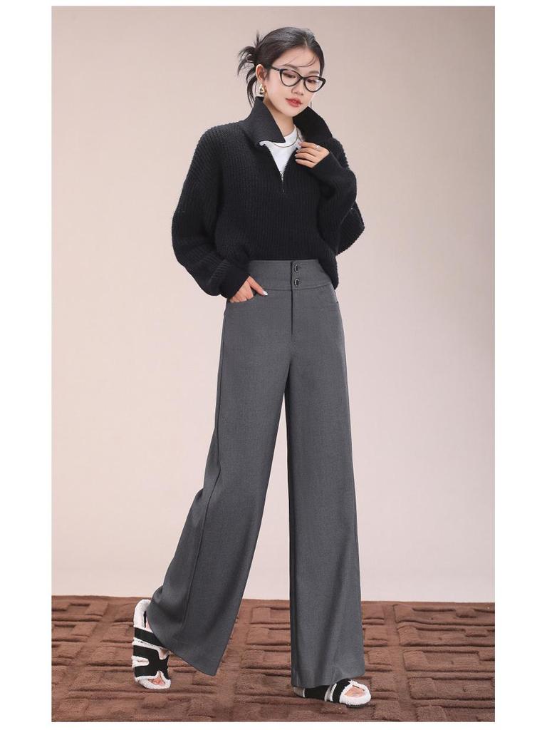 Brand 2025 Women's Wide-Leg Suit Pants: A Chic, Versatile Choice for Autumn/Winter.