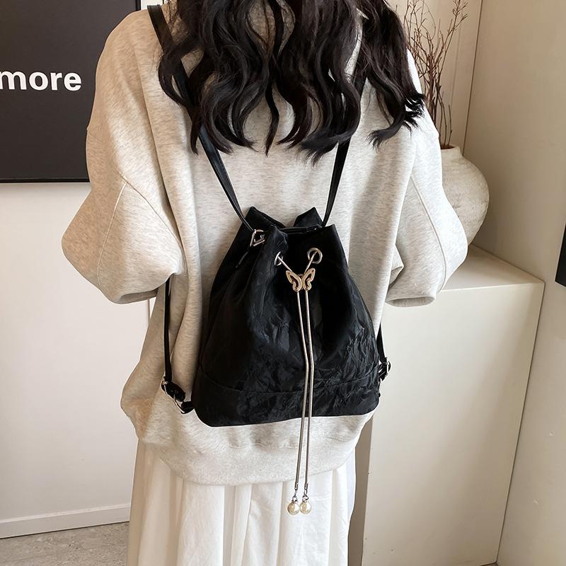 Summer Small Fresh Backpack Women's 2024 New Korean Version Bucket Bag Versatile Ins Shoulder Armpit Bag