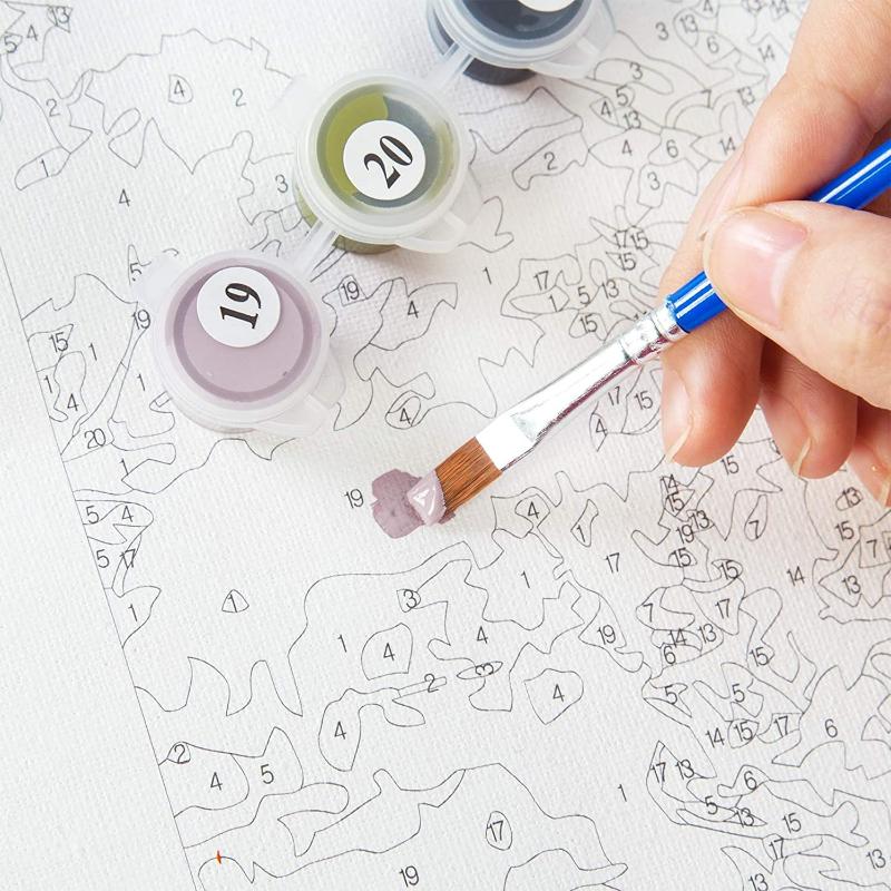 Картина маслом по номерам для детей 20x20 см. Развитие хобби. Ручная роспись. Детский рисунок. Обучение рисованию детей.