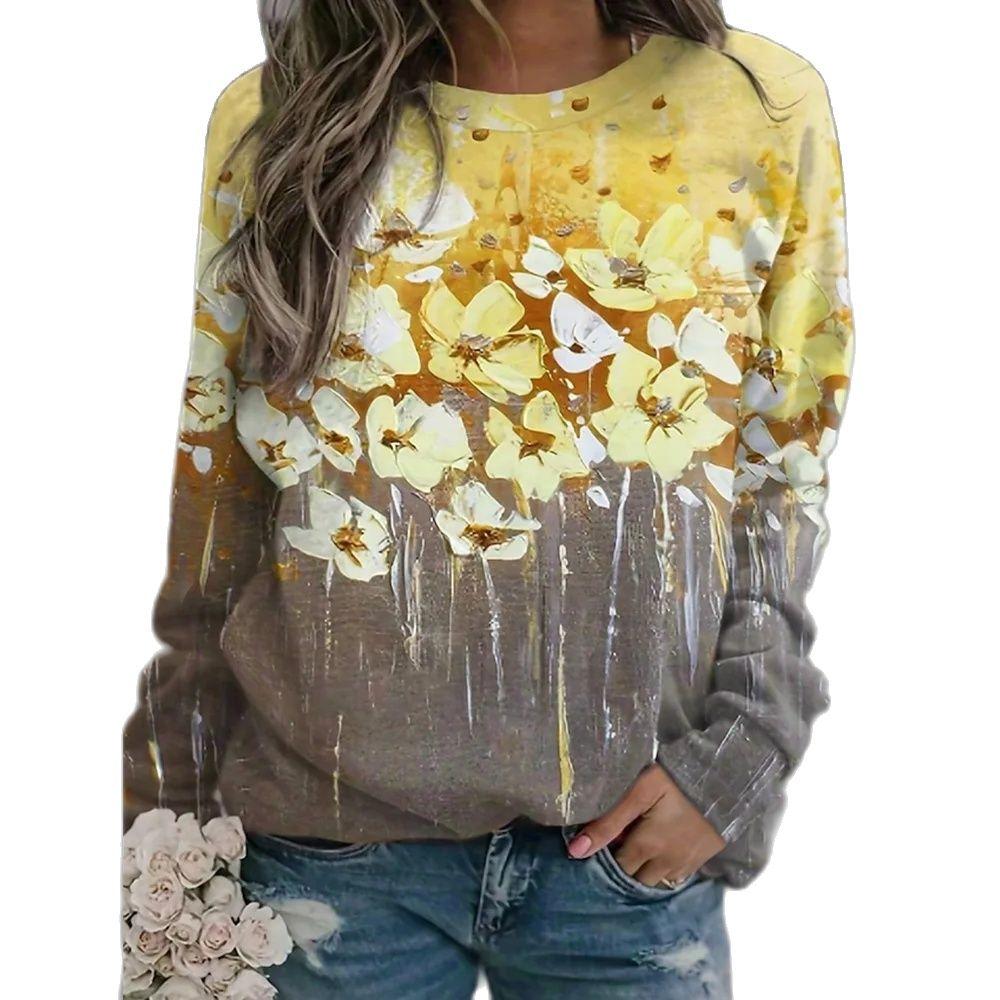 Женский топ с длинным рукавом, 3D абстрактный принт лица, толстовка с круглым вырезом, свитер с длинным рукавом, осень и зима, большие размеры