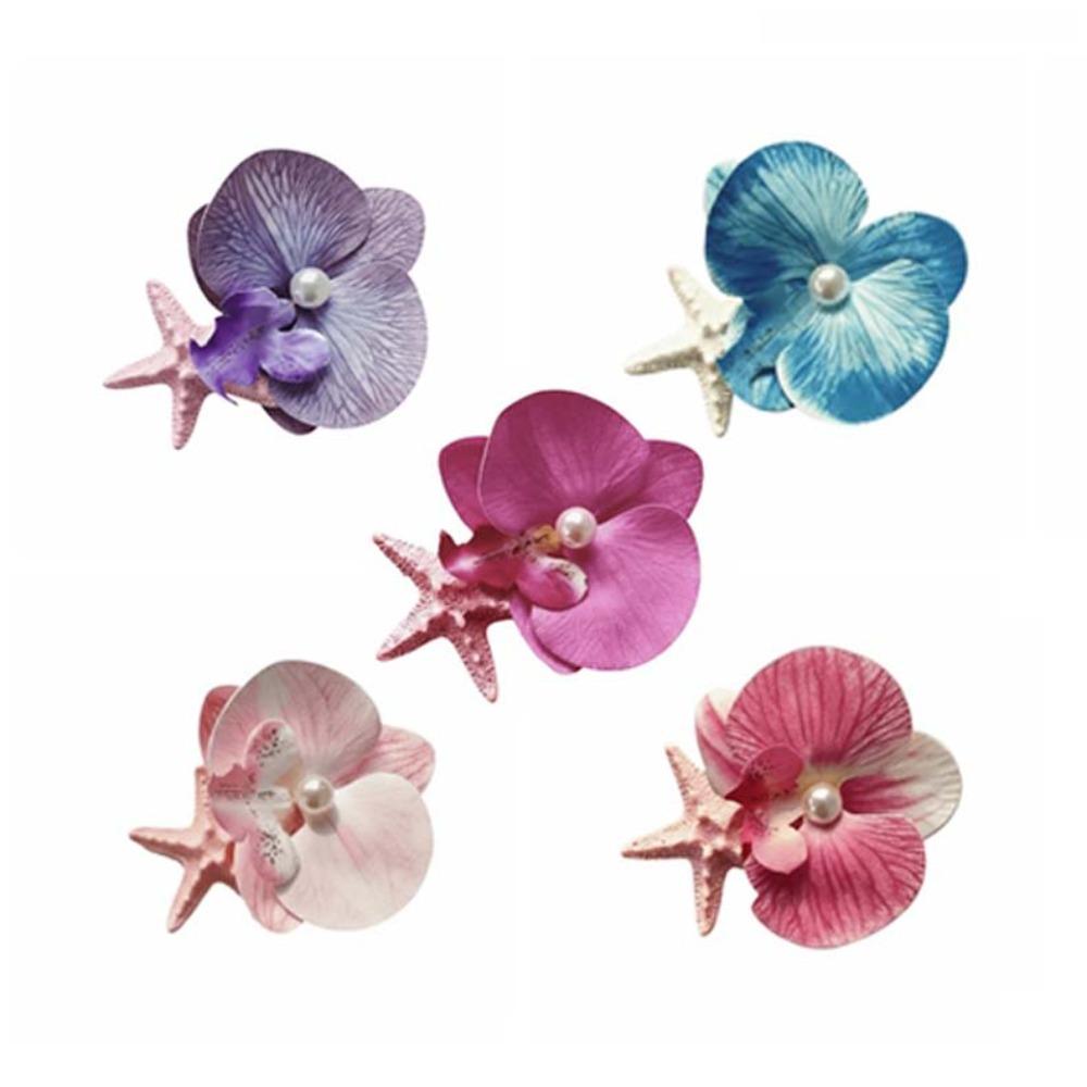 5 PCS Resin Starfish Flower Hair Clip Sweet Moth Orchid Side Clip Butterfly Orchid Hairpin Daily